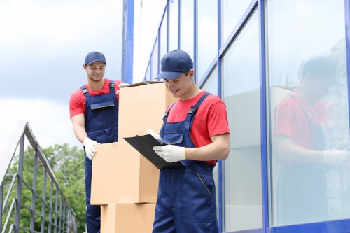 Removal team handling a move in a Notting Hill terrace street