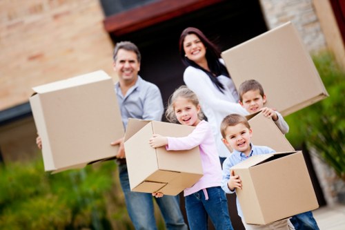 Household boxes and furniture loaded for a West London move